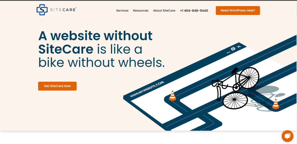 A website without
SiteCare is like a
bike without wheels.
Get SiteCare Now
